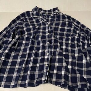 Lands End women navy flannel pajamas 3X